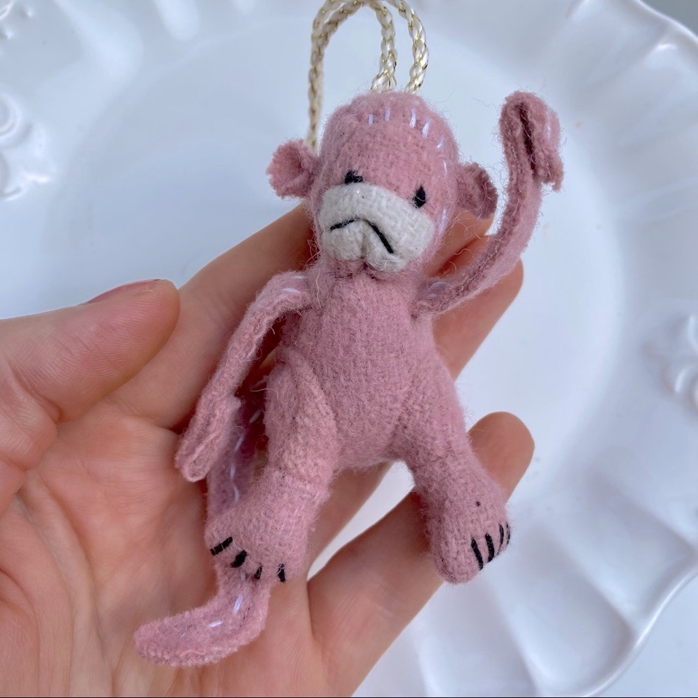 crate and barrel felt monkey ornament